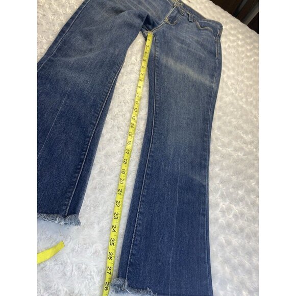 Old Navy The Flirt Women's Medium Wash Stretch Denim Jeans Size 6 Raw Seams Crop - Picture 7 of 9
